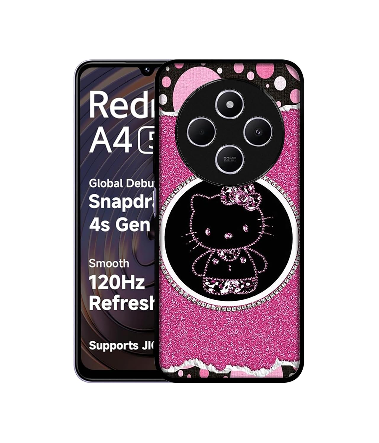 Amazon Brand-Solimo Kitty with Glitter Premium 2D Printed Metal Back Case Cover for Mi Redmi A4 5G / 14C 5G / 14R 5G / Poco C75 5G / M7 5G Amazon Brand-Solimo Kitty with Glitter Premium 2D Printed Metal Back Case Cover for Mi Redmi A4 5G / 14C 5G / 14R 5G / Poco C75 5G / M7 5G