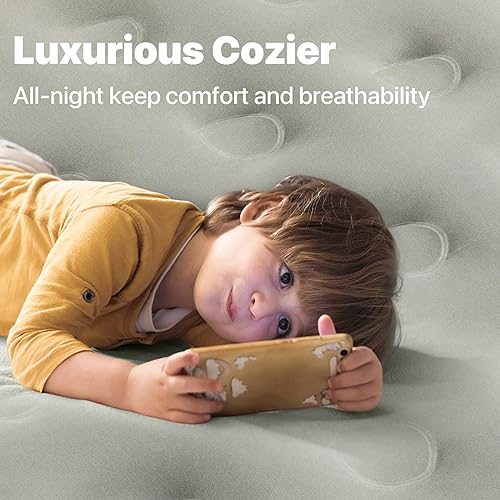 Miniatura 7 de A-ER-FA - Colchón de aire de tamaño Queen con cabecera 3 minutos de infladodesinflado rápido cama inflable de 20 pulgadas de alto con cómoda parte