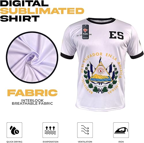 Miniatura 5 de Fury Camiseta de fútbol El Salvador - Camisa unisex blanca y negra para todos los salvadoreños