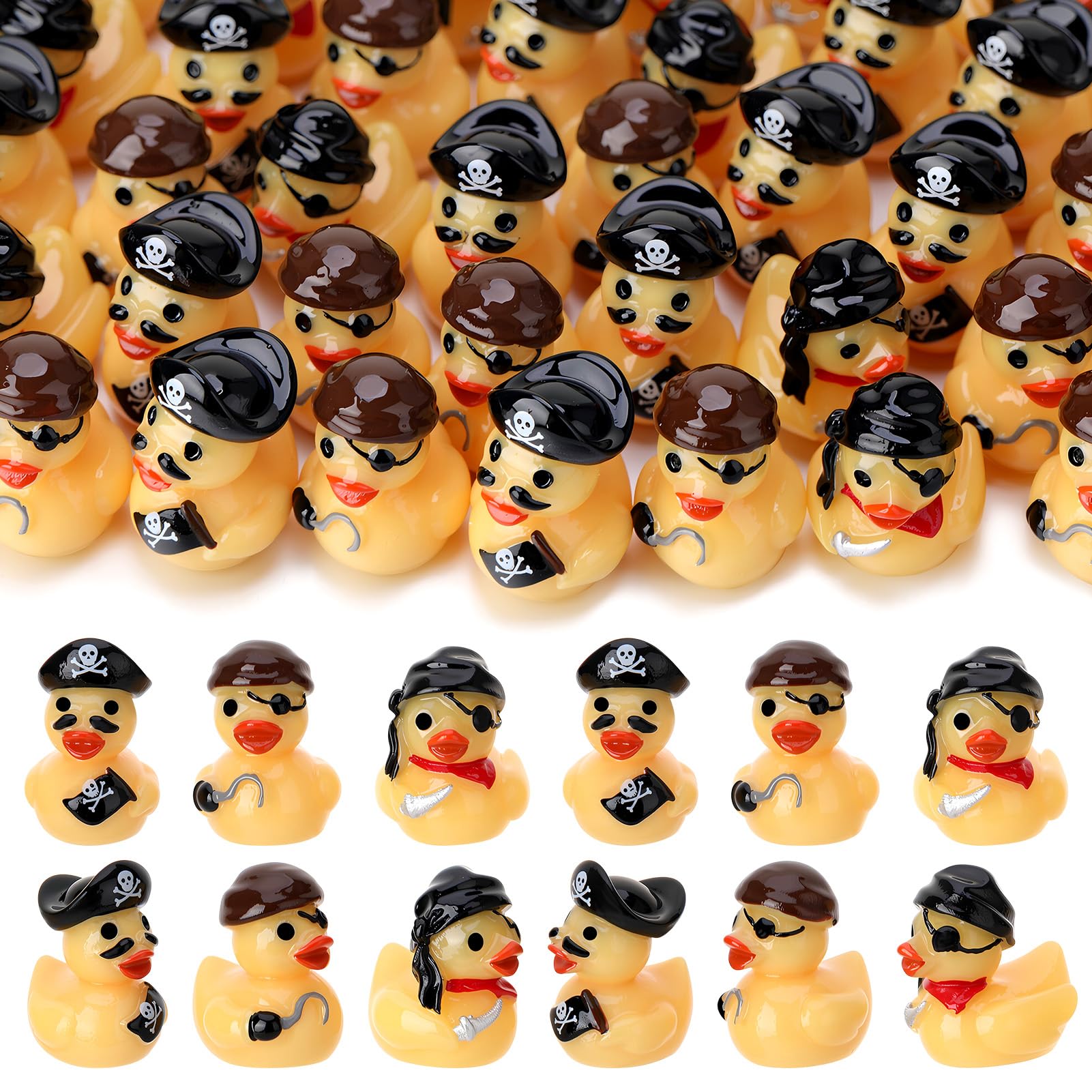 GGSTDDUP 60pcs Mini Resin Pirate Ducks, Tiny Pirate Toy Figurines, Novelty Party Favors Gift Decoration (Pirate Duck)