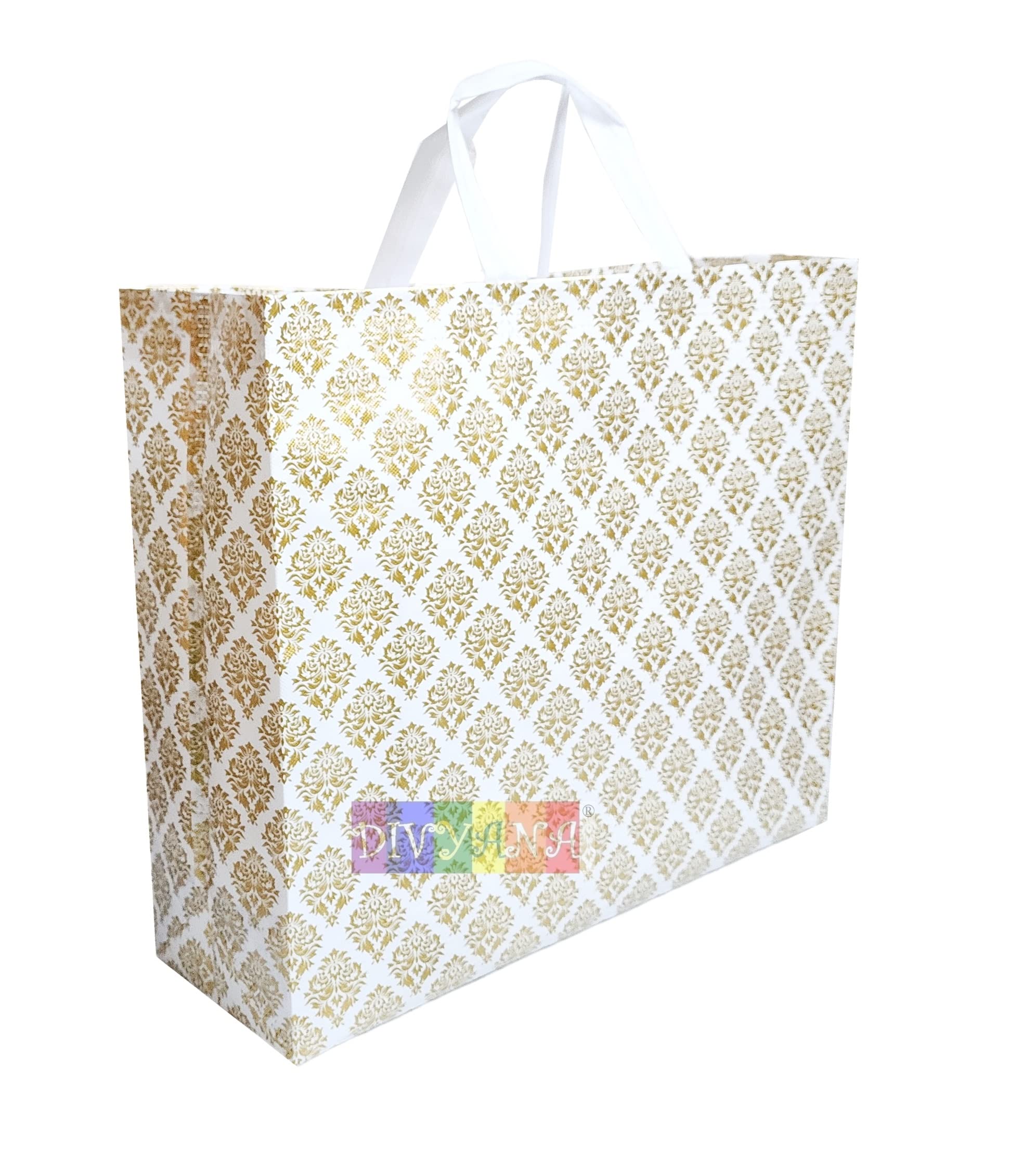 DIVYANA Large Size Pack of 6 Pcs Reusable Gift Bags, Return Gift Bag, Shopping Bag (White) (Large 17x14x5 Inch) (B09BSBNJV9) Amazon Price History, Amazon Price Tracker