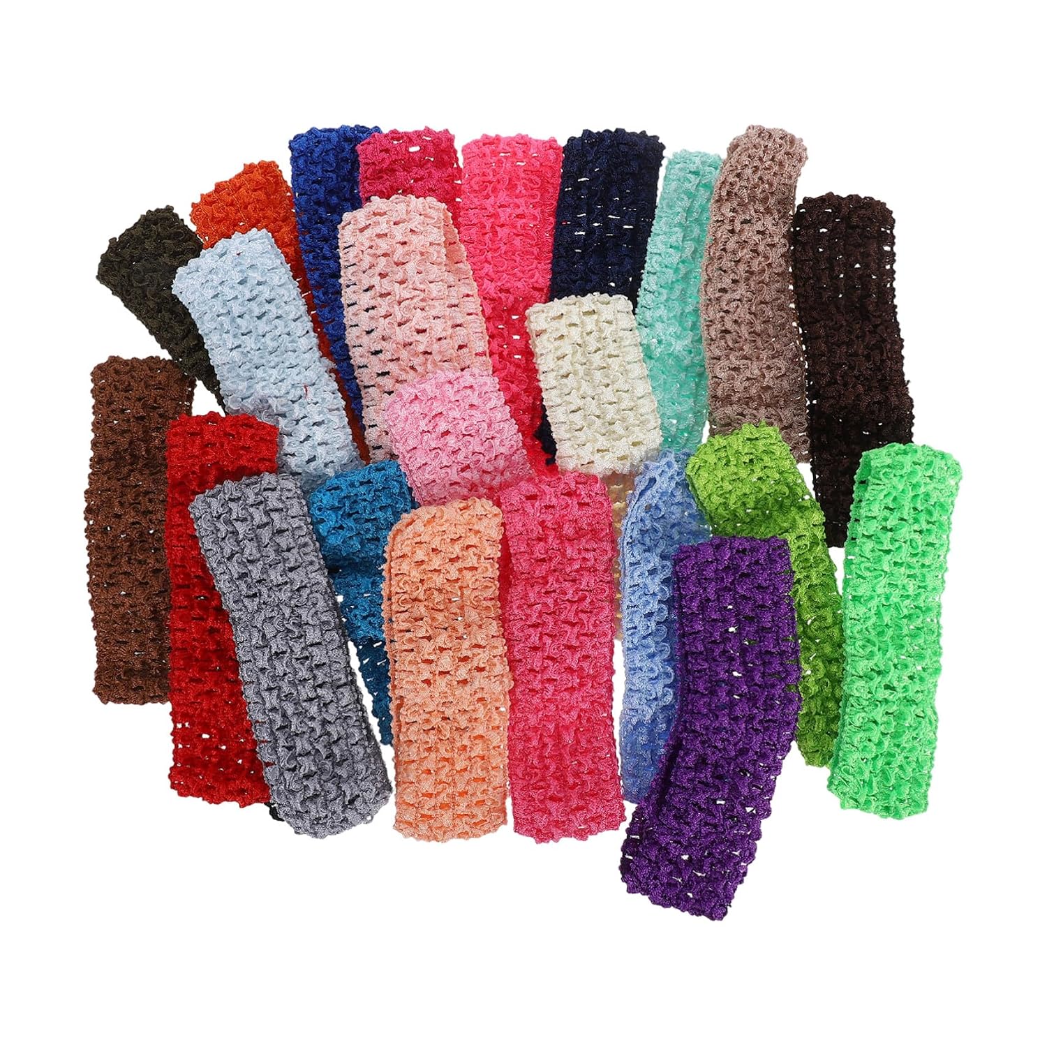 24pcs Elastic Crochet Headbands Soft Stretchy Elastic Headbands for Newborns and Young Polyester Fabric Random Colors Comfortable Fit Random Color