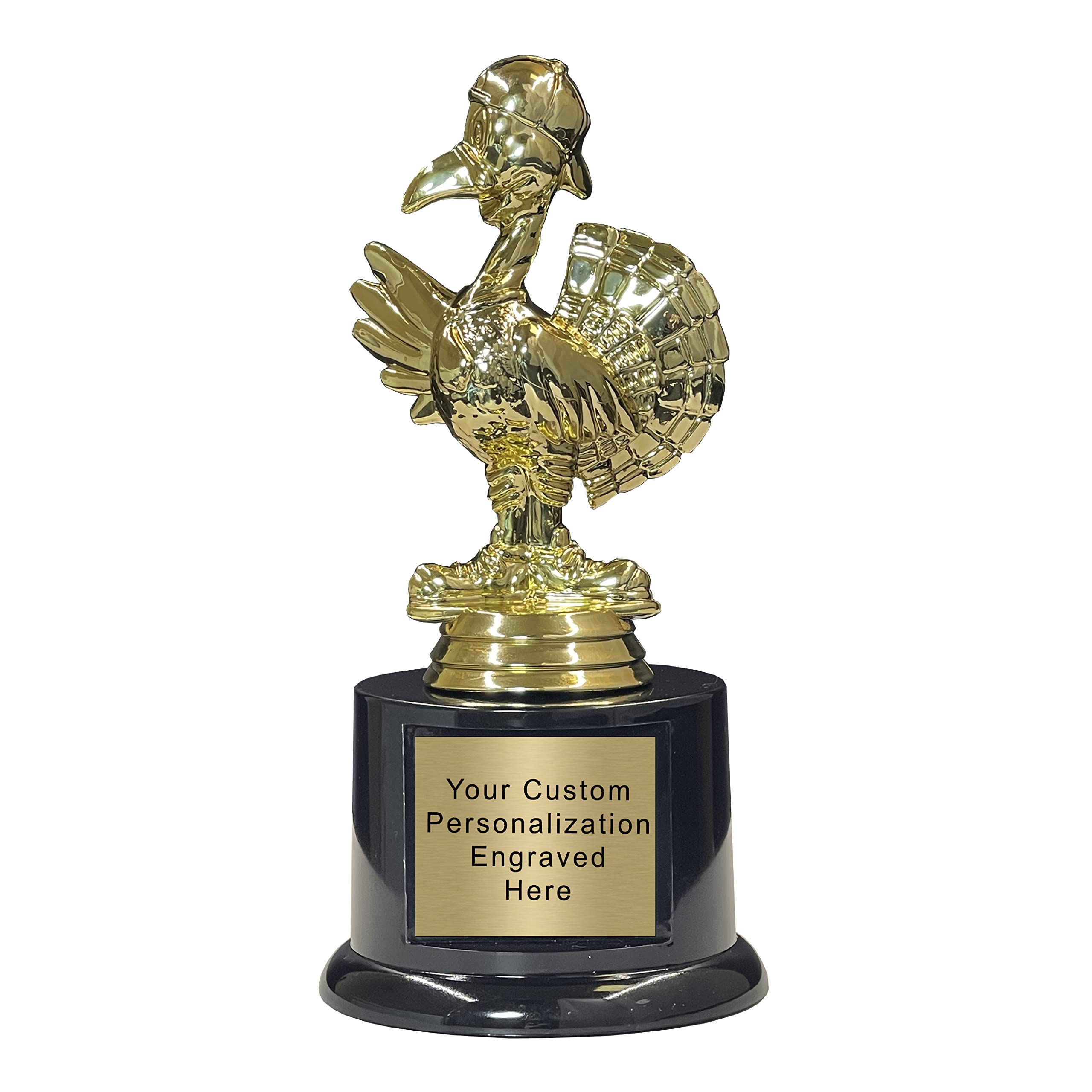 K2AWARDS Thanksgiving Turkey Trophy - 6 inch Custom Turkey Trot Trophy with Personalized Plate