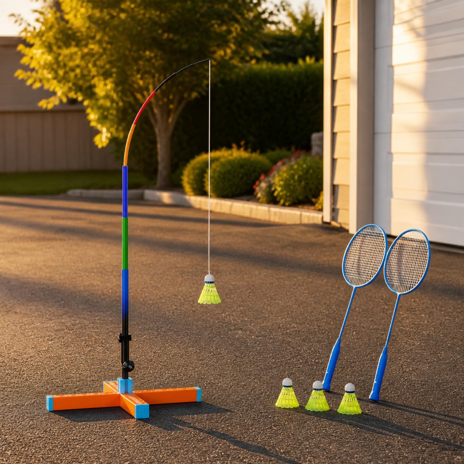Harilla Entrenador Bádminton con Base Agua Práctica Bádminton Individual Resisn Al Viento para Niños, Inrior