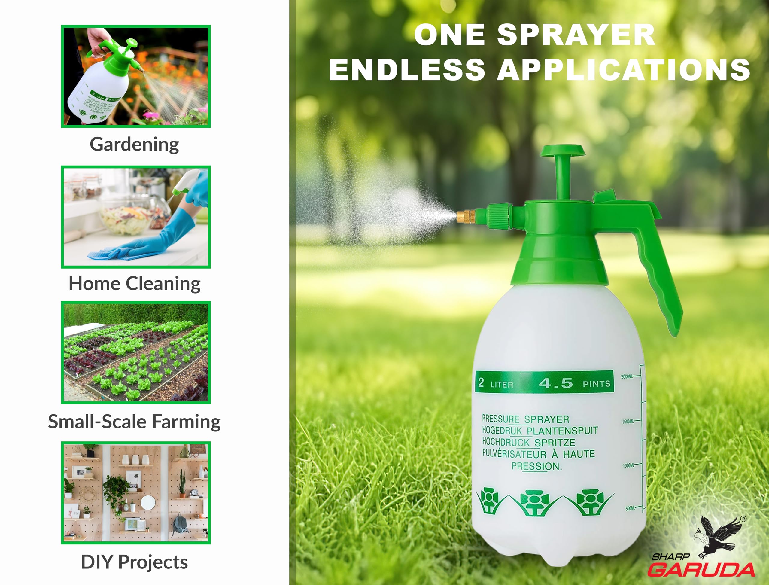 Sharp Garuda Garden Sprayer - 8 Litre, Home Gardening Agriculture Spray Bottles for Plant Water, Air Compressor Pressure Spray Pump for Fertilizer & Pesticide Spray (8 Litre) 2