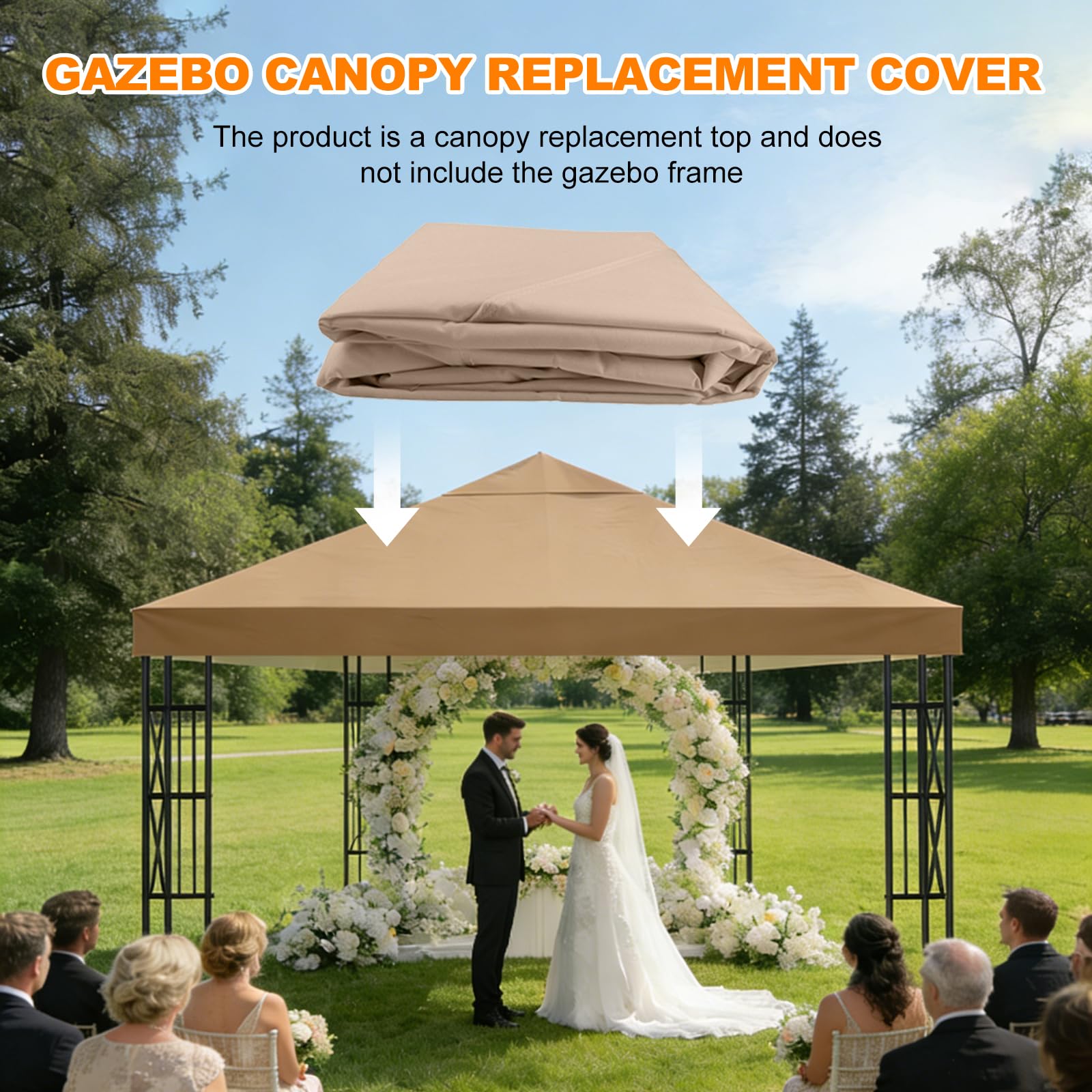 Toldo Recambio 3x3 m Pergola - Toldo Cenador 3x3 Carpa Plegable de Jardín, Ventilación y Protección UV Techo Repuesto para Cenador Impermeable para Exteriores Jardín, Terrazas, Camping y Playa