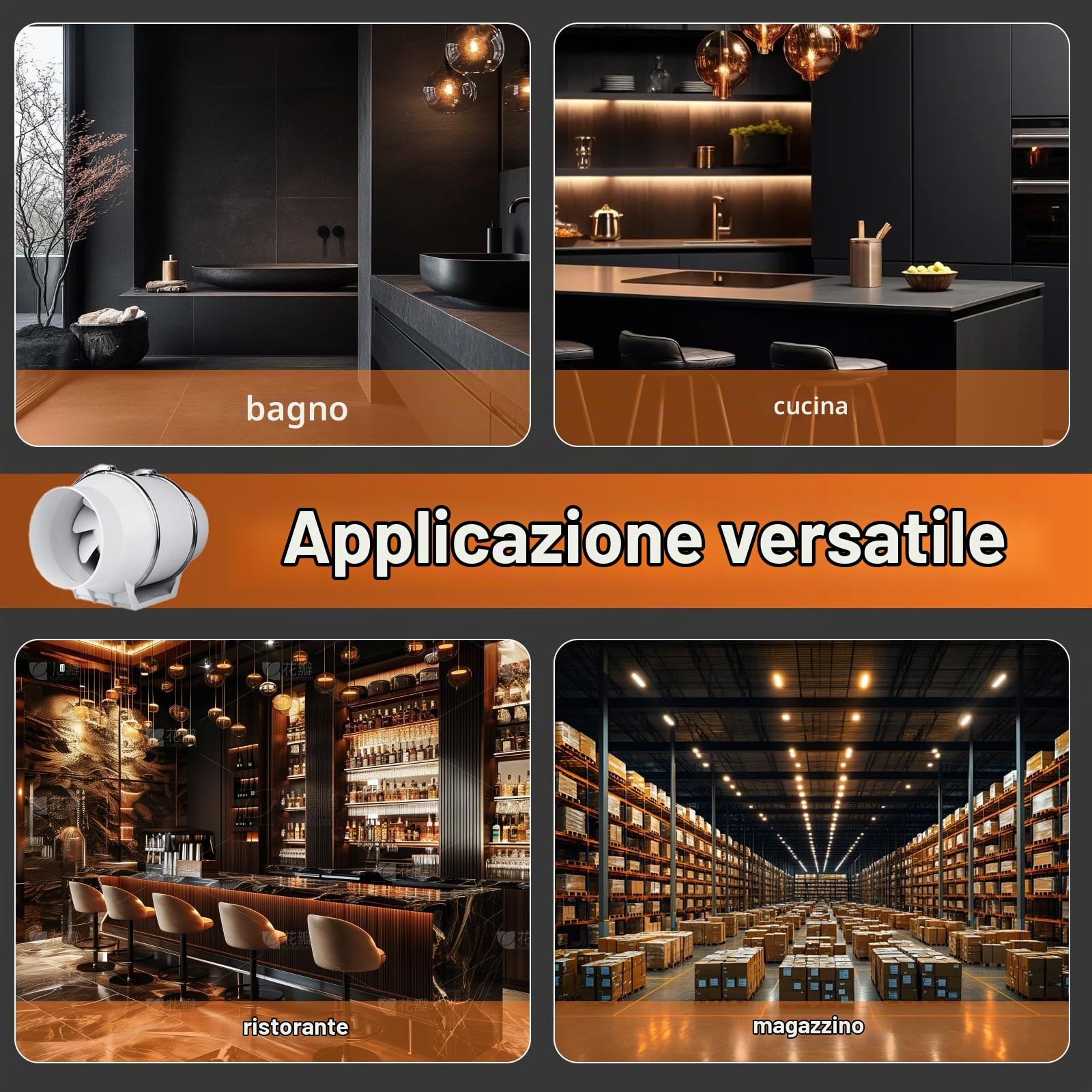 iFCOW Ventola di aspirazione in linea, 100 mm, 220 m³/h, 40 W, potente e silenziosa, per bagno, cantina, cucina