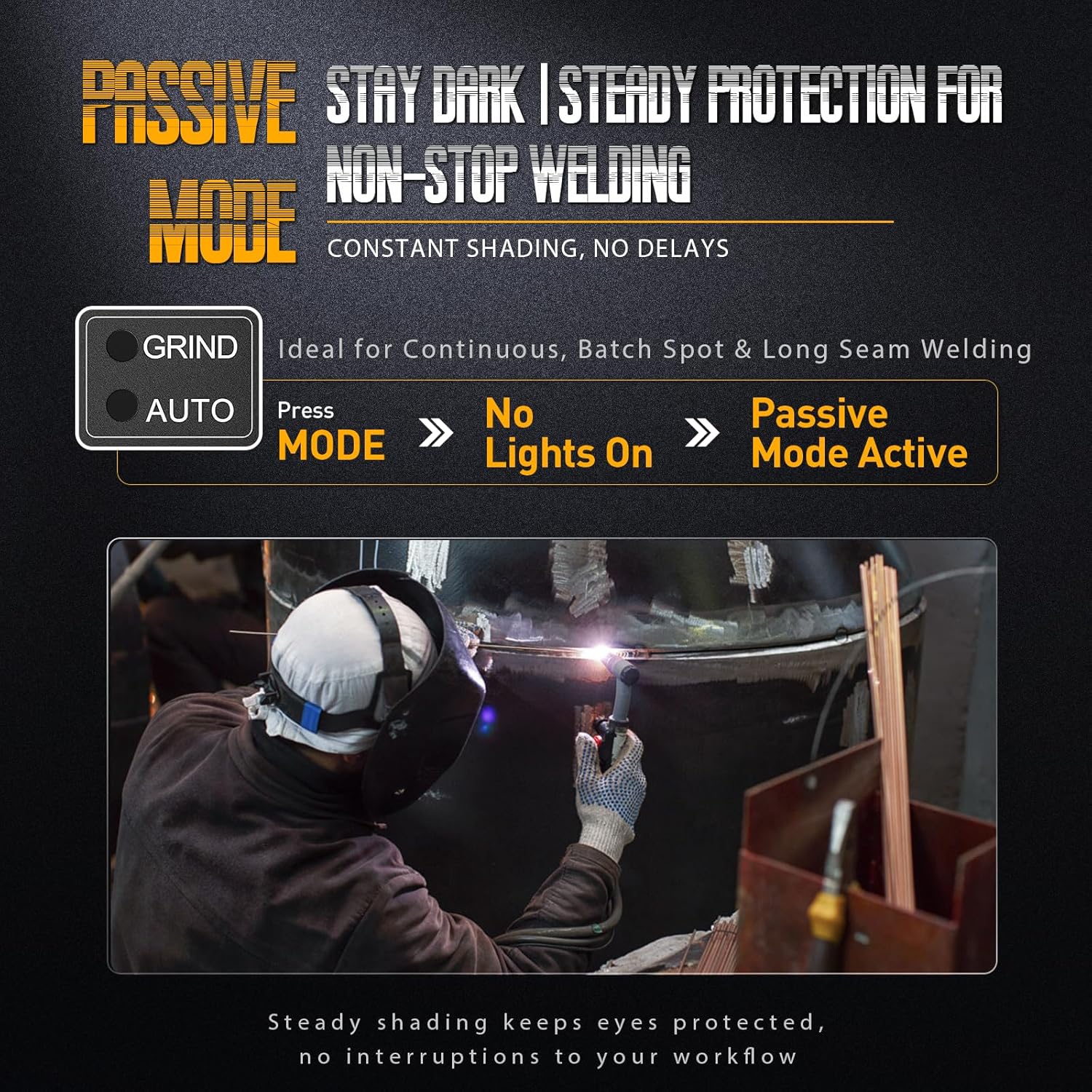 Mode Adjustable Series | Shade 11 Auto Darkening Welding Lens | 2" x 4 1/4" x 0.24" | Gold Coating | Cool Blue Puddle View | 3 Modes: Grind/Passive/Auto - New Series
