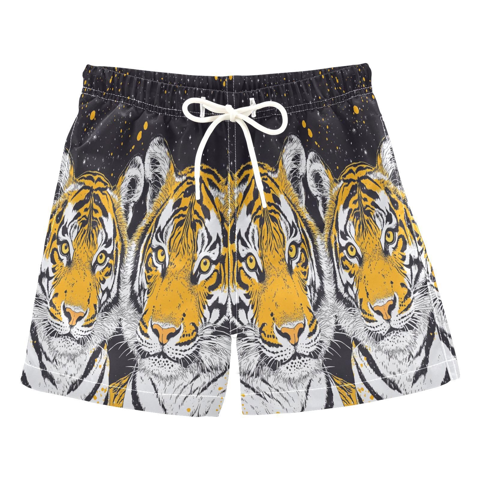 Jucciaco Boys Beach Board Shorts Tiger Cool Graphic Quick Dry Swim Trunk Swimwear for Kids Multicolor