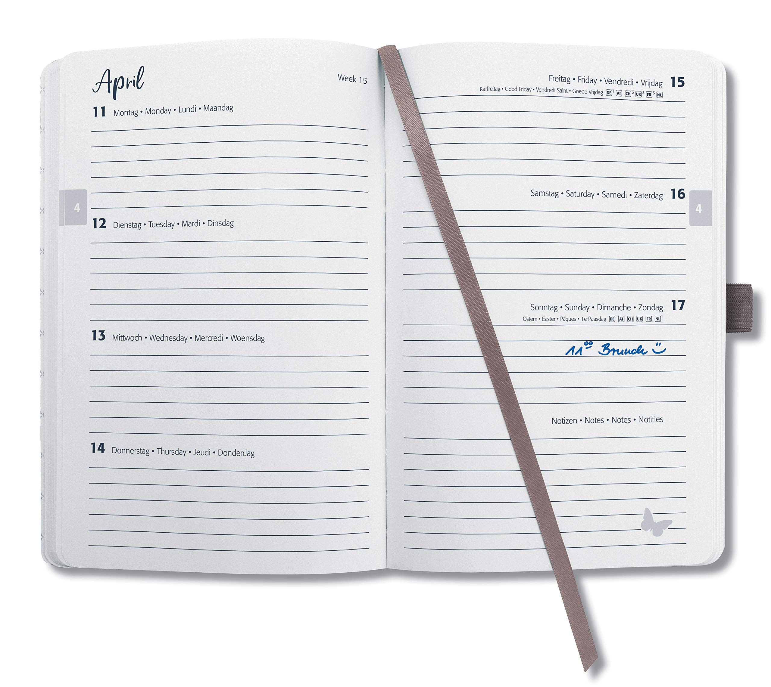 SIGEL Jolie J2122 Weekly Planner 2022, Approx. A6, Brown, Hard Cover, 174 Pages, with Cheerful Calendar - Image 2