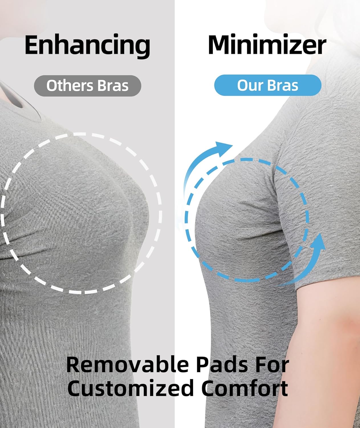 Womens Minimizer Bra Wireless Seamless Full Coverage Everyday Bralette with Removable Pads Soft Lace Comfort 32B-42DD - Image 6