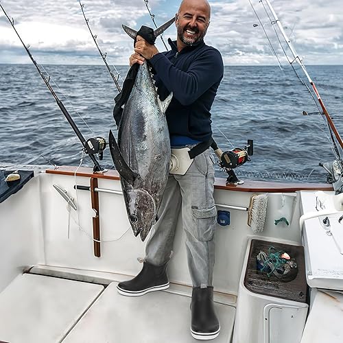 Miniatura 6 de Botas de lluvia de pesca para hombre, botas antideslizantes al tobillo, calzado de goma de neopreno impermeable, zapatos de lluvia de pantorrilla