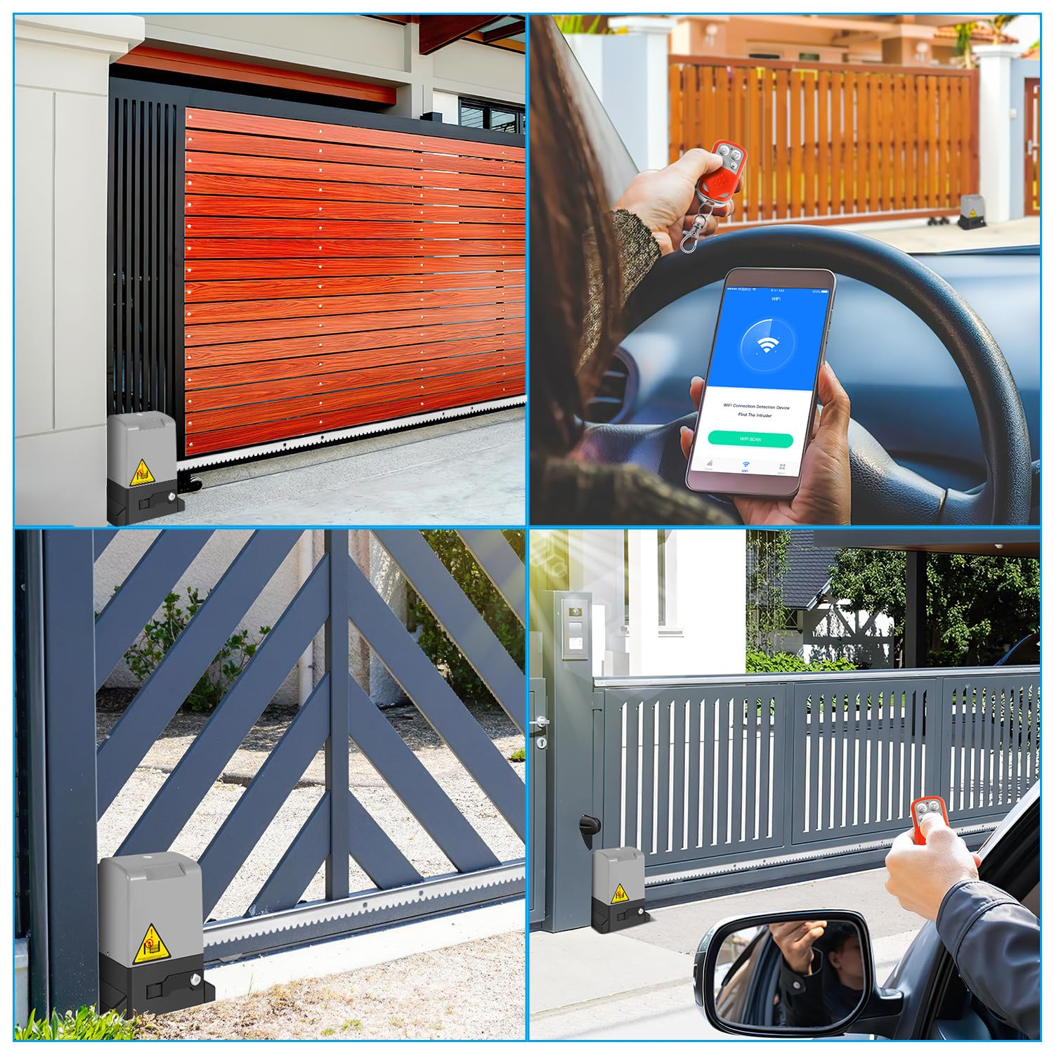 370W Moteur Portail Coulissant, commande Bluetooth Ouverture de portail Moteur de portail de garage jusqu'à 800 kg, 12M portail coulissant Moteur de portail de cour, avec 2 télécommandes