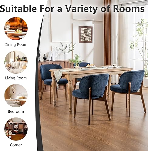 Miniatura 6 de YOUNIKE Silla de comedor con respaldo, silla de cocina moderna de mediados de siglo, silla tapizada de tela Boucle sin brazos, asiento acolchado de