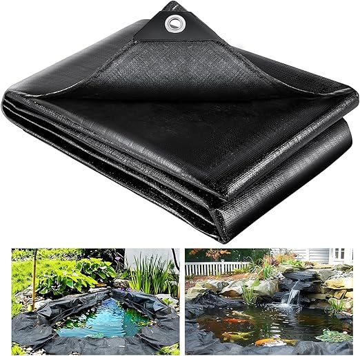 YORKING 10 x 13 Feet Pond Liner, 20 Mil Pond Liners HDPE Black Pond Skin for Outdoor Ponds, Waterfall, Fountain, Fish Koi Ponds, Water Gardens