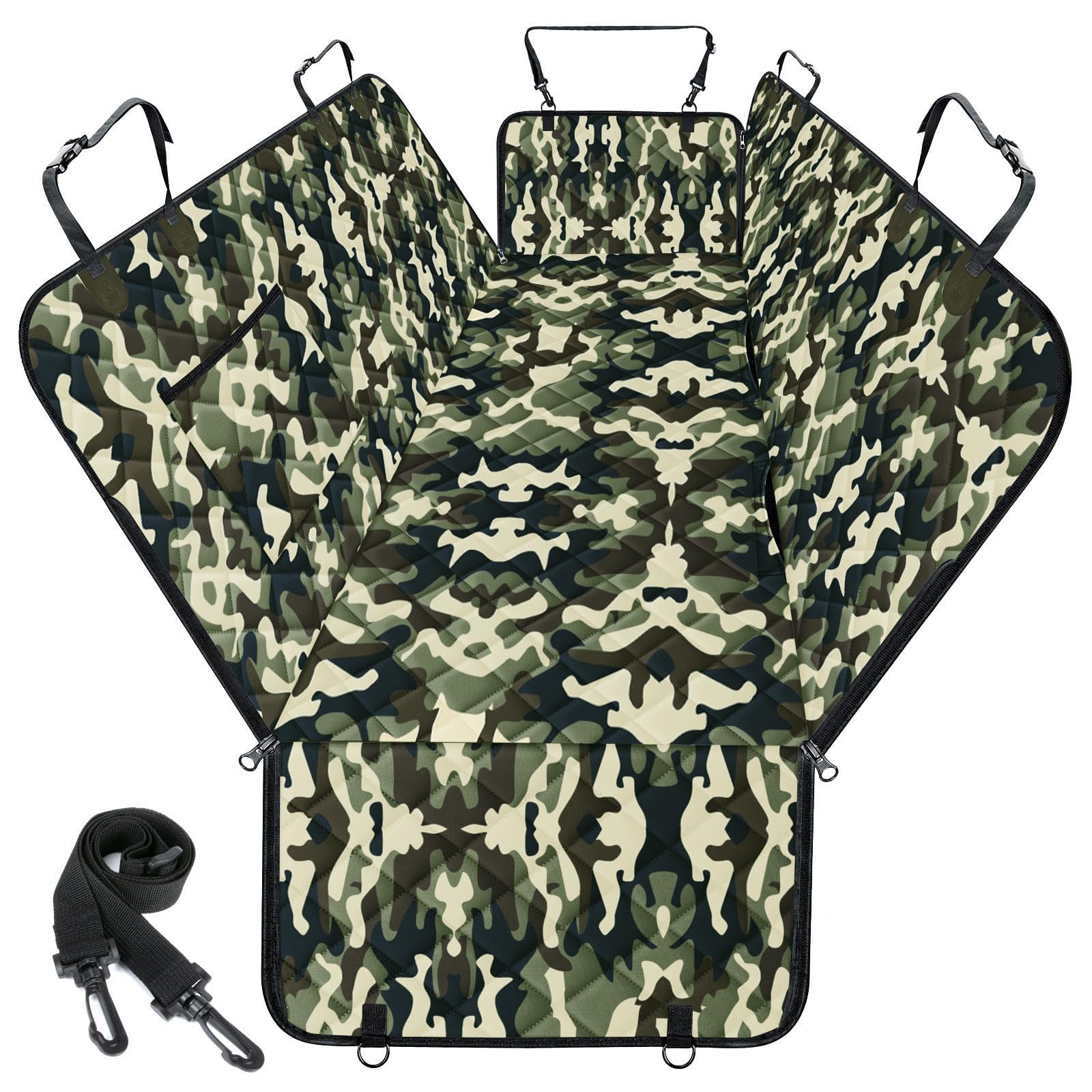 NECKORY Dog Car Seat Cover, Durable Dog Seat Cover for Back Seat, Waterproof Scratch Proof Nonslip Dog Hammock, Pet Back Seat Covers Pocket for Cars SUVs and Trucks- S, Camouflage