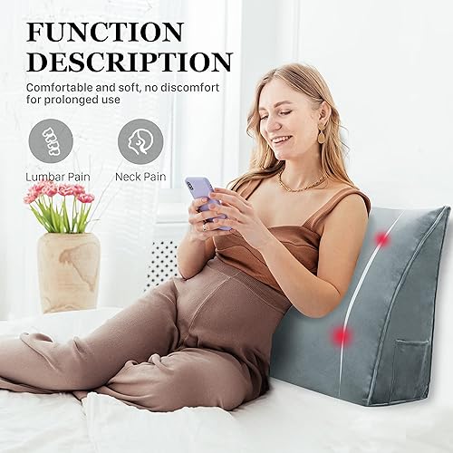 Miniatura 6 de Almohada de cuña de cama para cabecero, almohada de lectura para sentarse en la cama para adultos, cojín de respaldo triangular, almohadas de libro