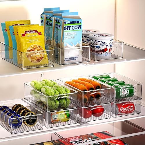 Miniatura 1 de RSSF - Juego de 8 organizadores de cocina apilables para nevera con asas recortadas, organización de lavandería, contenedores de almacenamiento de