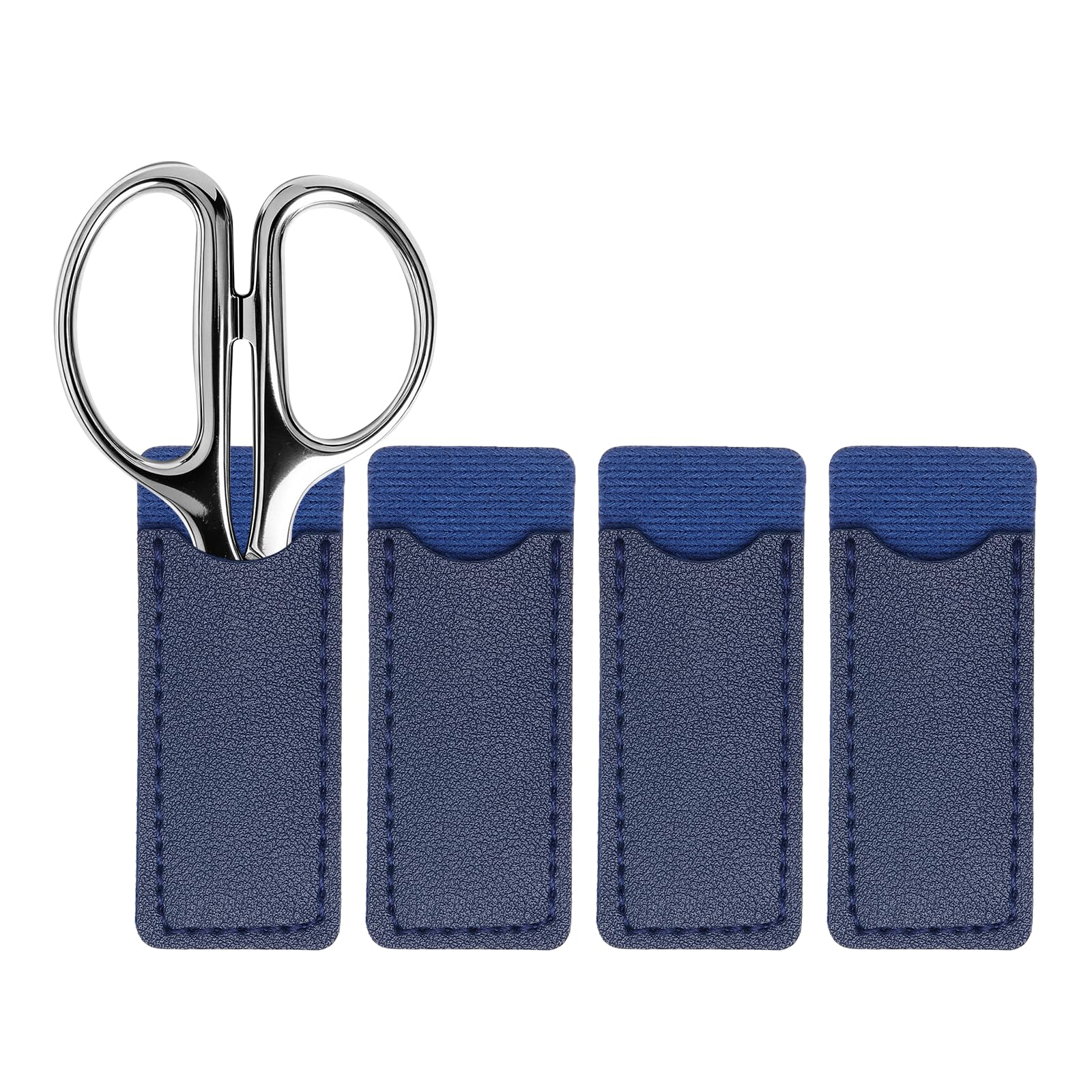 sourcing map 4 Pcs Scissors Sheath, Leather Scissor Tip Protective Cover Sleeve Portable Beauty Trimming Tool Protector Pouch Storage Case for Embroidery, Sewing, Crafting, Home Use, Dark Blue