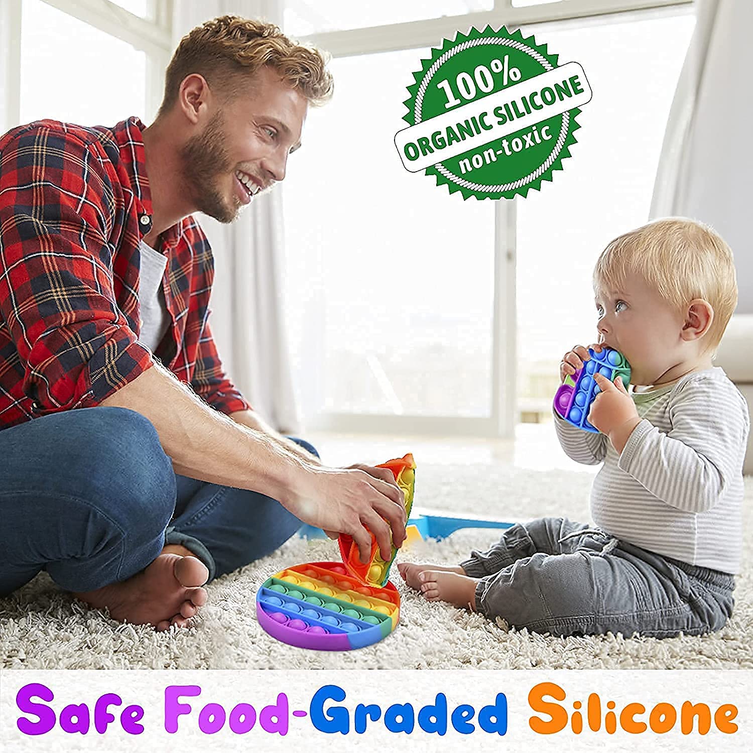 Magicwand Silicone Push Popit Fidget Toy for Autism ,Stress Reliever ,Squeeze Anti-Anxiety Toy for Kids (Pack of 8 Random Designs) 2