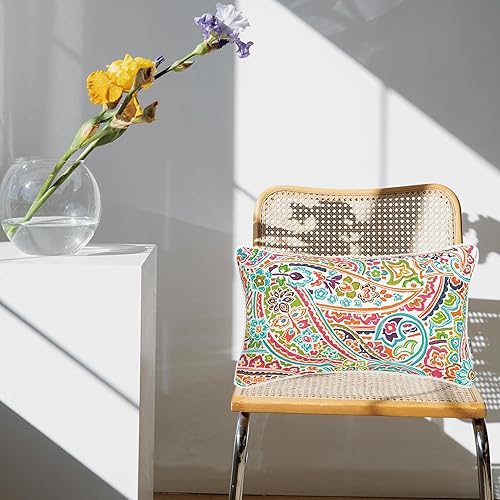 Miniatura 6 de FUNHOME Juego de 2 almohadas lumbares para exteriores con relleno, 12 x 20 pulgadas, repelente al agua, resistente a la decoloración, almohadas