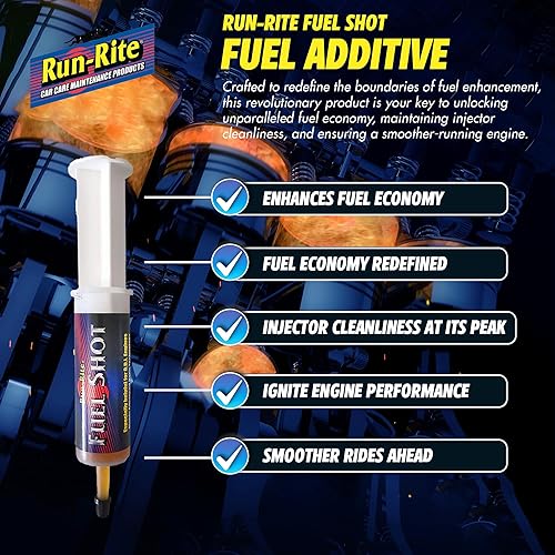 Miniatura 9 de RUN-RITE Fuel Shot - Aditivo de combustible para motores de gasolina, aplicador de jeringa, limpiador de inyector de combustible, limpiador de