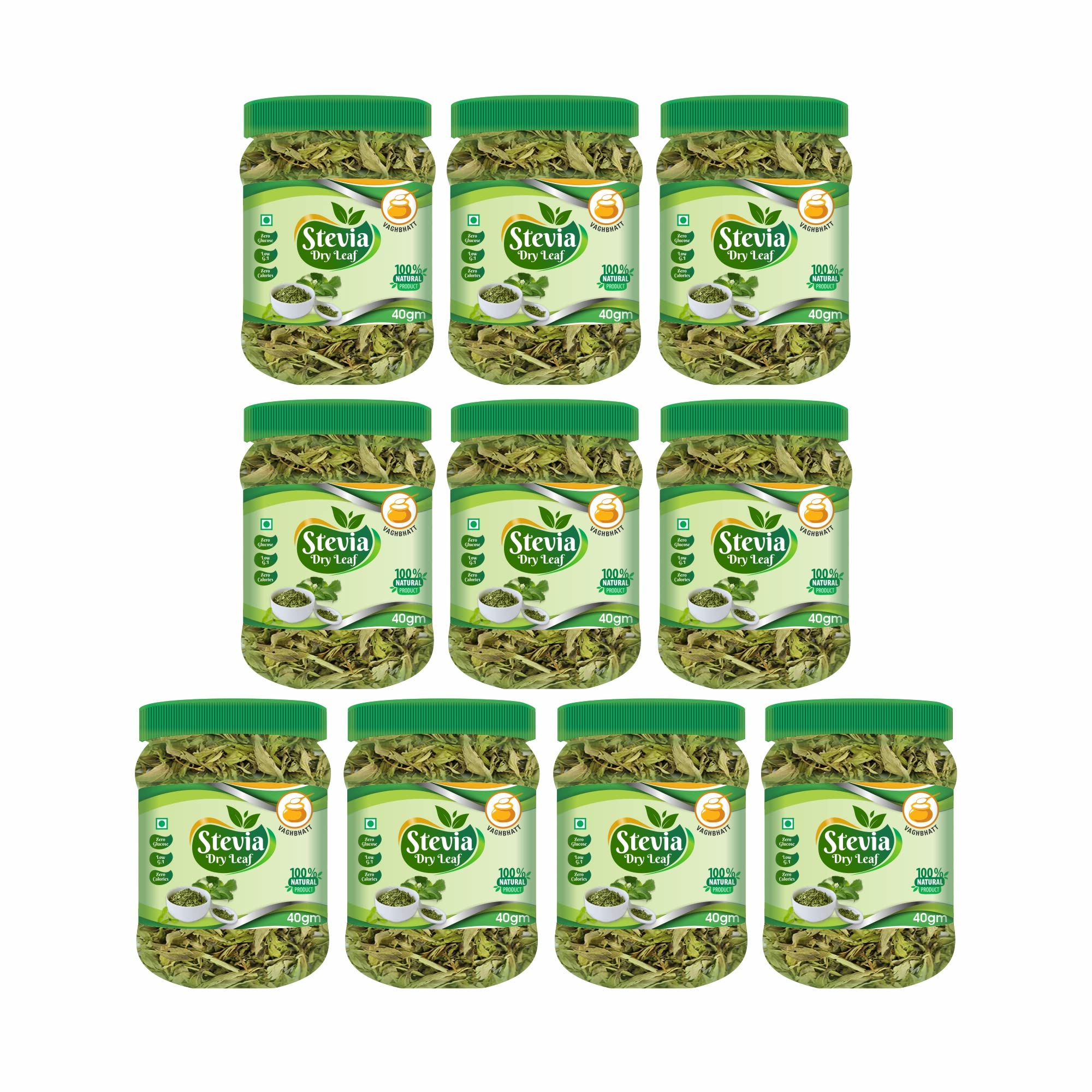 Vaghbhatt Natural pure Stevia Dry Leaves/Zero Calorie leaves/Natural stevia dry leaves/Sugar free Sweetener Extract (40g) (Pack of 10) (B09QGZT9HZ) Amazon Price History, Amazon Price Tracker