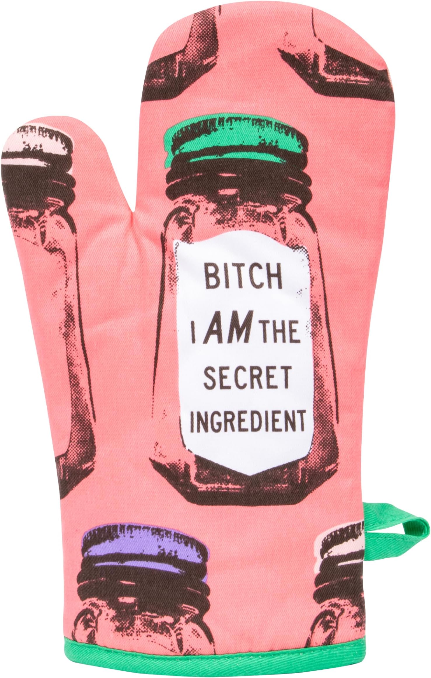 Blue Q B*tch I Am The Secret Ingredient Funny Oven Mitts, Home Kitchen Gifts, Cooking Accessories, Super-Insulated Quilting, Comfy Natural-Fitting Shape, Pot Holders, 100% Cotton, Size 12.5"L x 7.5"W