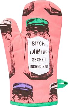 Blue Q B*tch I Am The Secret Ingredient Funny Oven Mitts, Home Kitchen Gifts, Cooking Accessories, Super-Insulated Quilting, Comfy Natural-Fitting Shape, Pot Holders, 100% Cotton, Size 12.5L x 7.5W