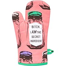 蓝色 Q B*tch 我是秘密成分搞笑烤箱手套、家庭厨房礼品、烹饪配件、超保温绗缝、舒适的自然贴合形状、锅架、100% 棉,尺寸 12。5"L x 7。5"W