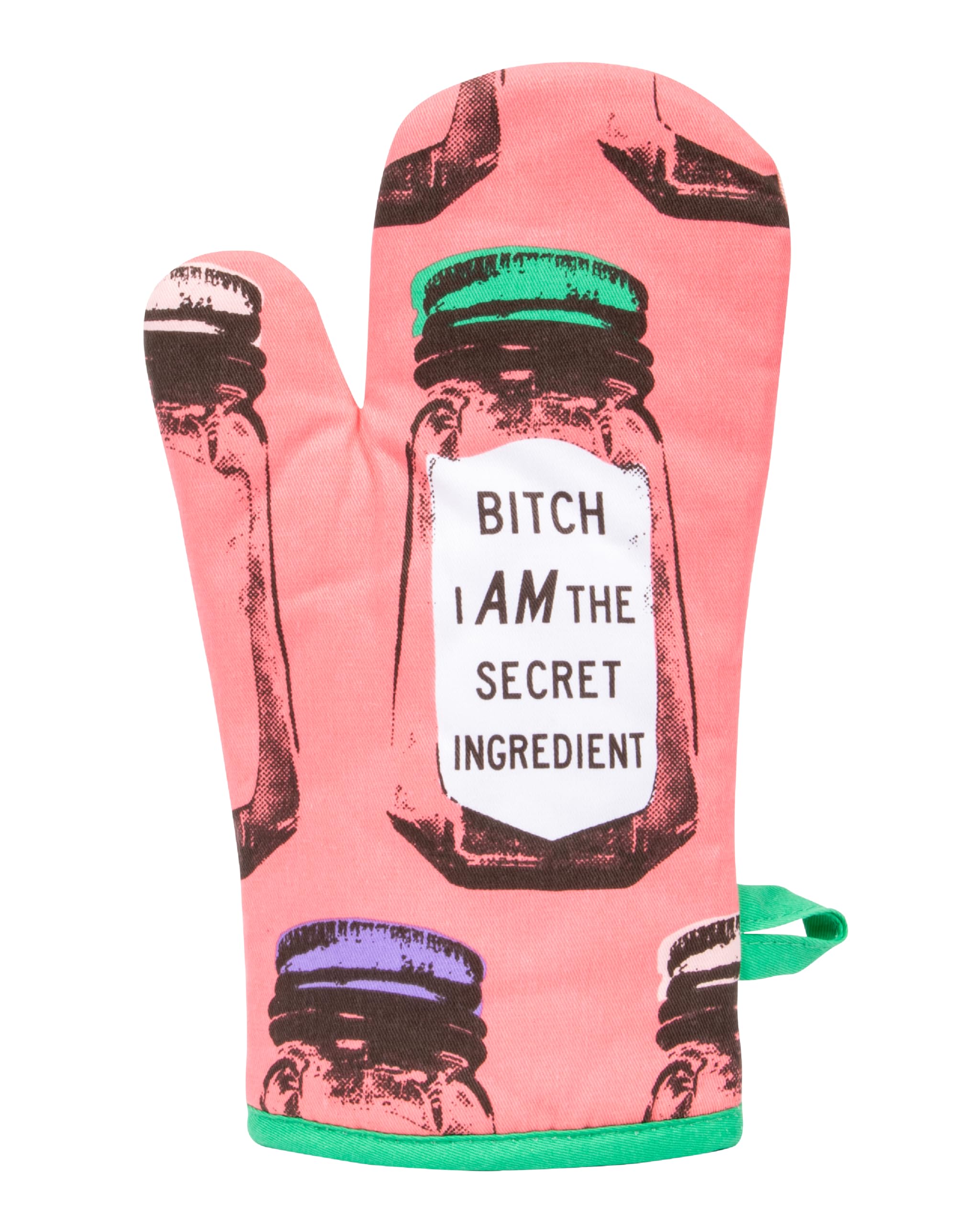 Blue Q B*tch I Am The Secret Ingredient Funny Oven Mitts, Home Kitchen Gifts, Cooking Accessories, Super-Insulated Quilting, Comfy Natural-Fitting Shape, Pot Holders, 100% Cotton, Size 12.5"L x 7.5"W