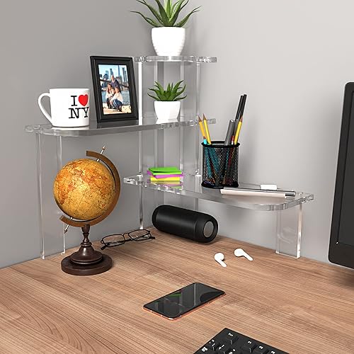 Miniatura 7 de STAUBER El mejor organizador de estantes de esquina de encimera de acrílico (transparente)  Estantes de 3 niveles para cocina o baño  Estantes de