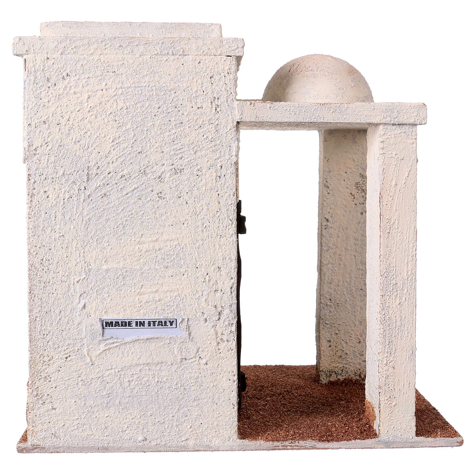 Holyart Ambientazioni, botteghe, case, pozzi: Casetta con porticato stile palestinese 25x15x25 cm per presepi di 11 cm