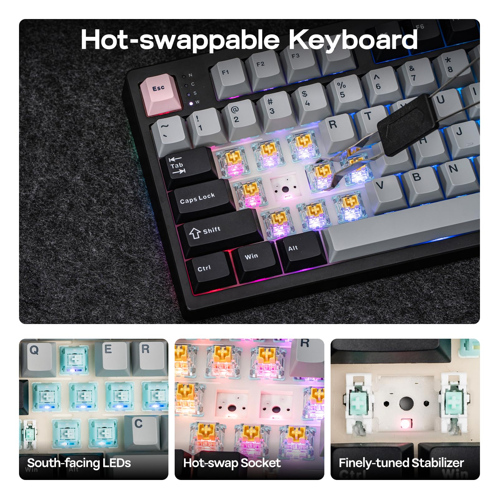 EPOMAKER TH108 Pro Teclado Mecánico Inalámbrico para Juegos de Tamaño Completo con Pantalla y Perilla, 10000mAh, Gasket Cremosa, Hot Swap, Controlador Personalizado, RGB (Negro, Creamy Jade)