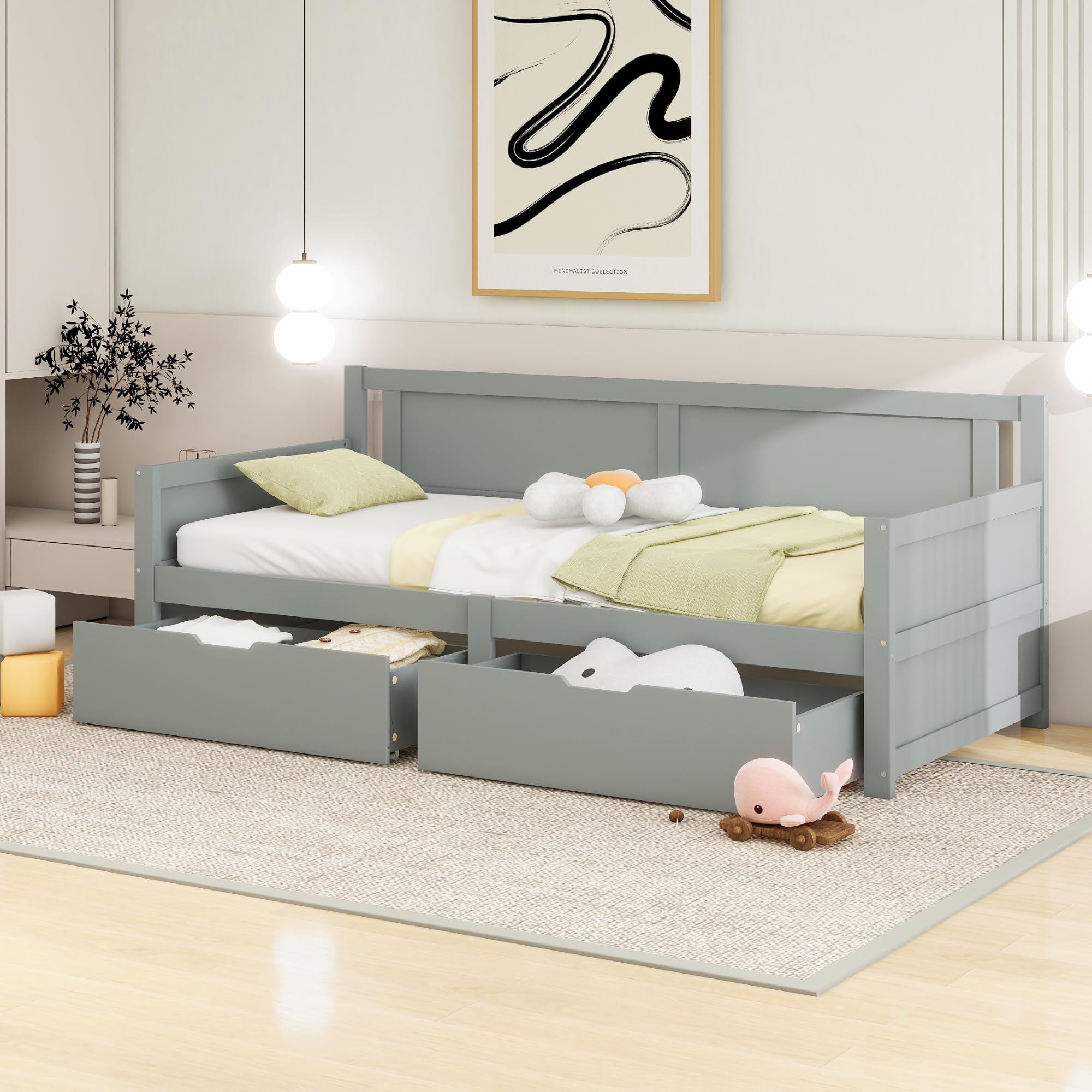 Moimhear Divano Letto 90 X 200 Cm, Cassetti E Scaffali, Rete