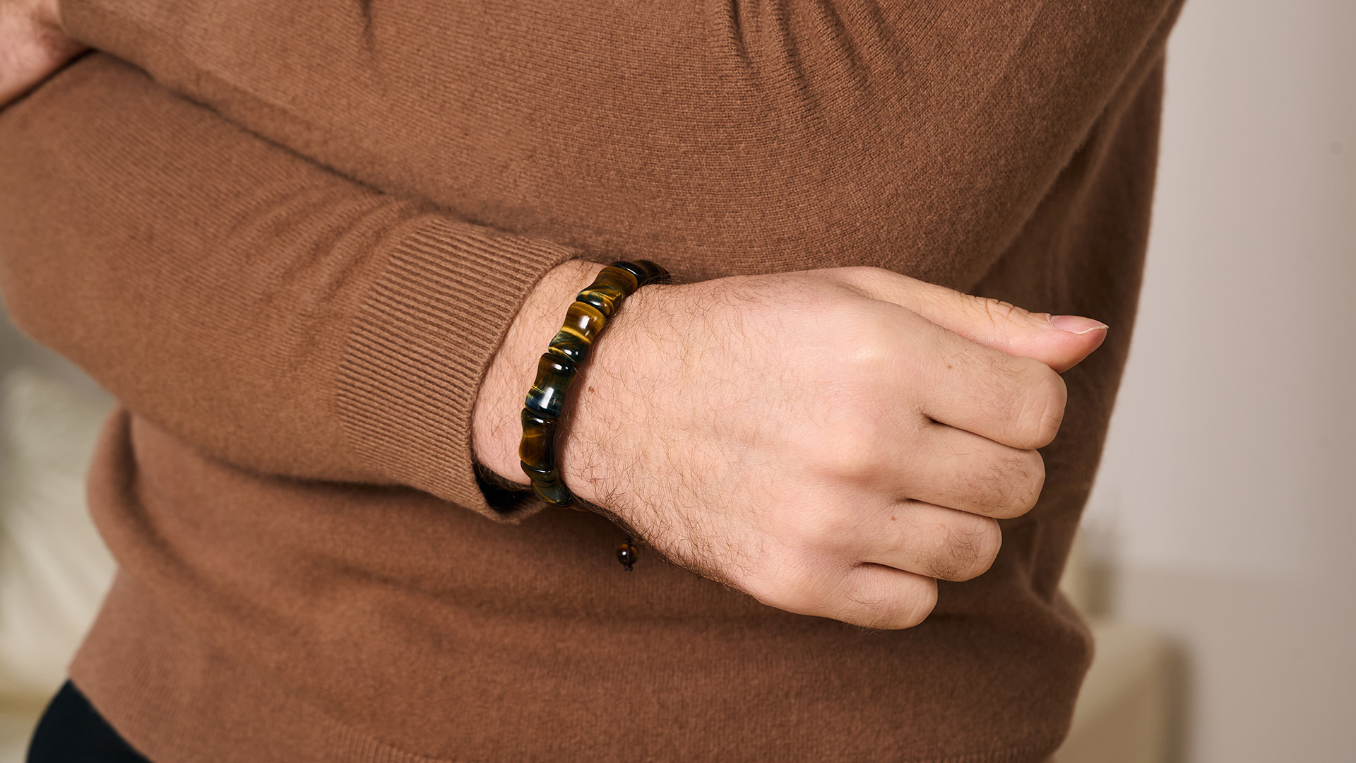 Pulsera de Ojo de Tigre de Piedra Natural Ajustable miniatura 7