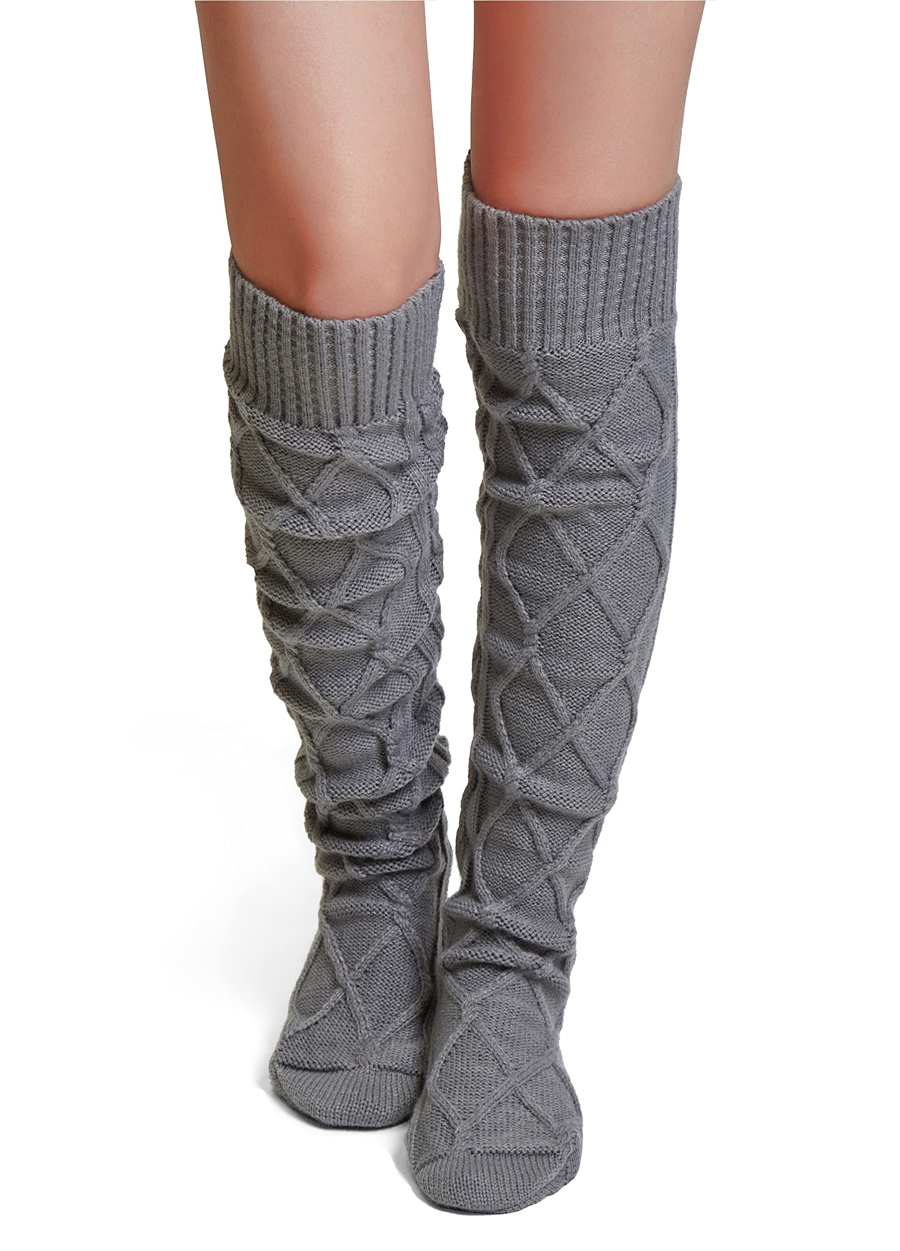 Pcavin Thigh High Socks for Women Cable Knit Over the Knee Boot Socks, Long Warm Leg Warmers Winter