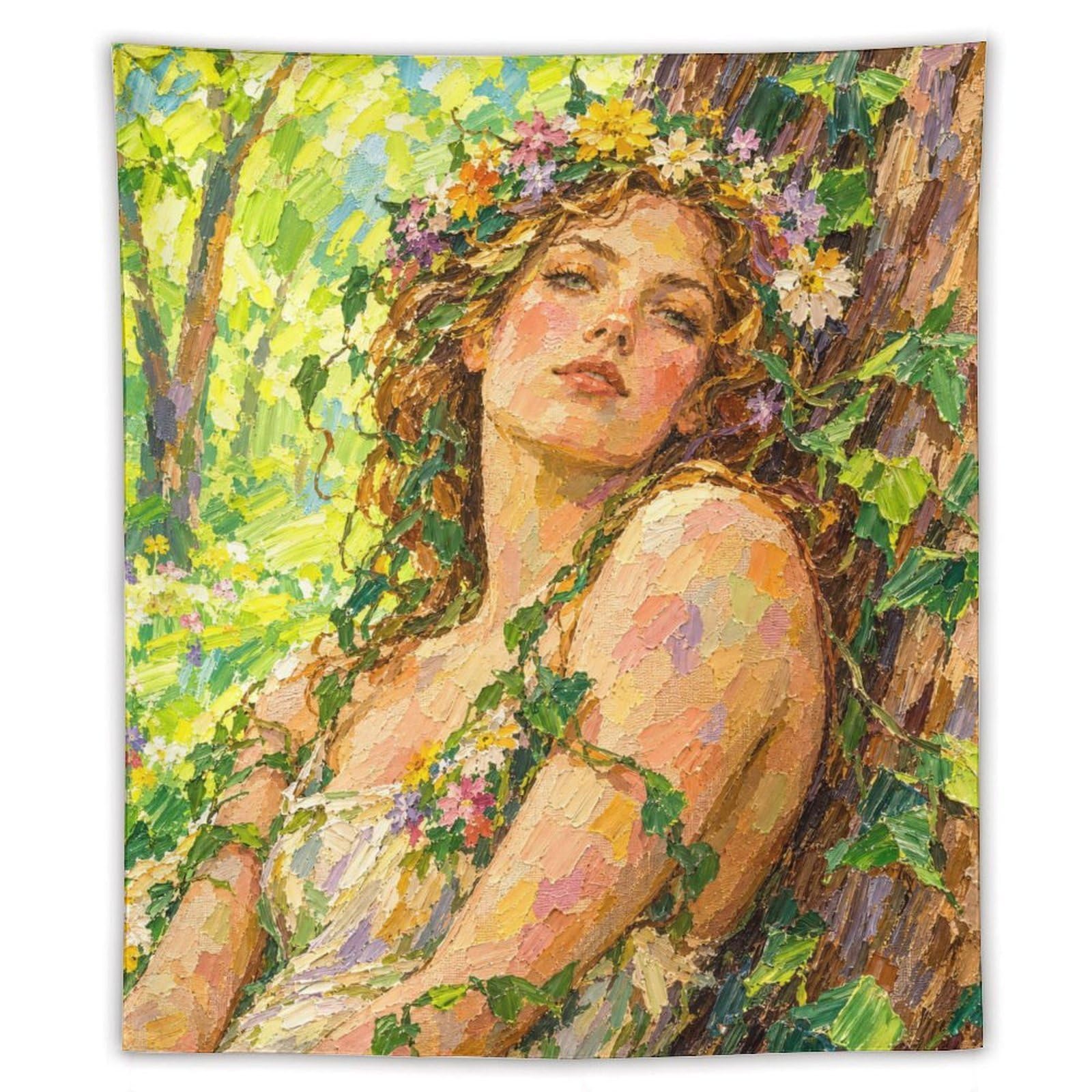 H3B8U2Y5 Forest Nymph in Sunlight Wall Tapestry, Room Divider
