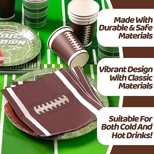 Miniatura 4 de DMIGHT Decoraciones para fiestas de fútbol 2024, juego de 100 suministros para fiestas temáticas de fútbol, plato, mantel, taza, servilleta y