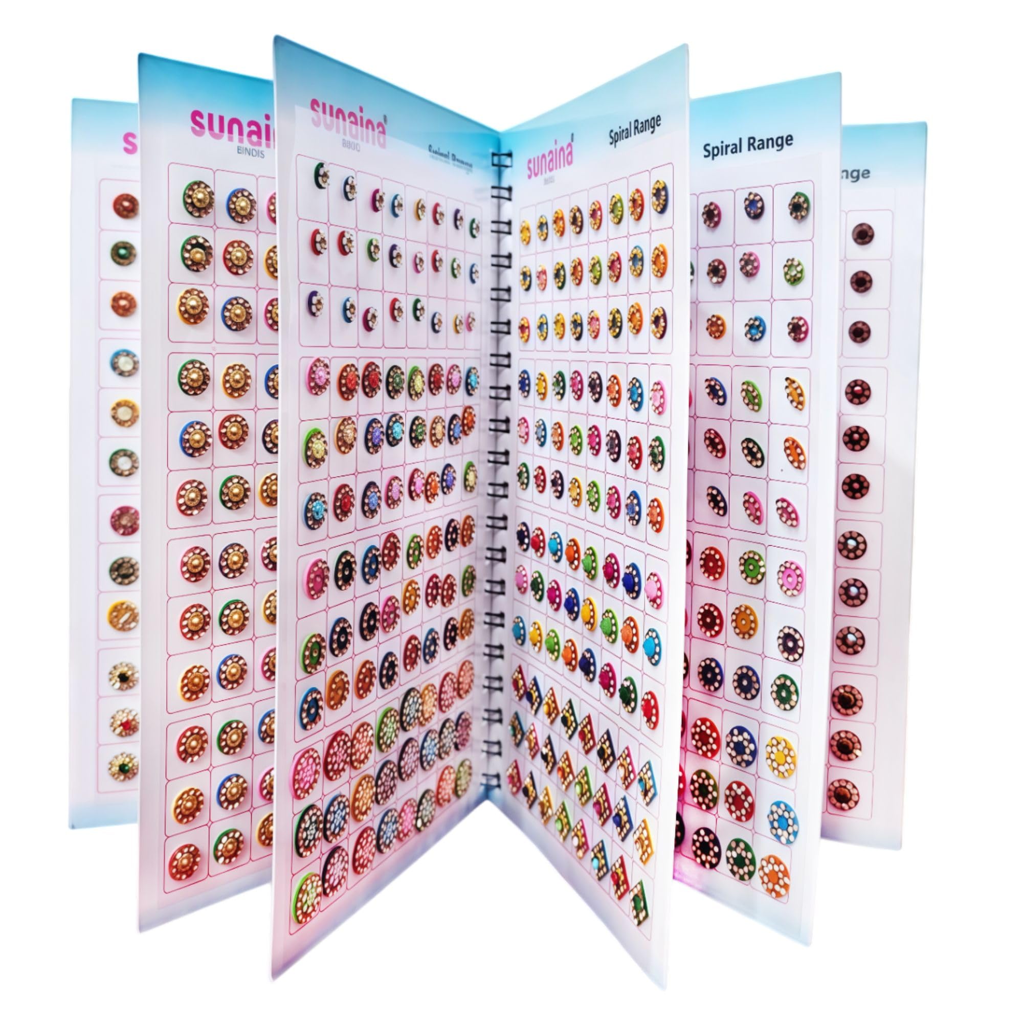 SUNAINA Original Spiral Bindi Book for Women - 948 Designer Assorted Multicolour Bindis | Premium Gold, Silver, Red & Maroon Kumkum Stickers | Pack of 1 Stylish/Professional Bindiya Festive & Daily Wear-picture-10