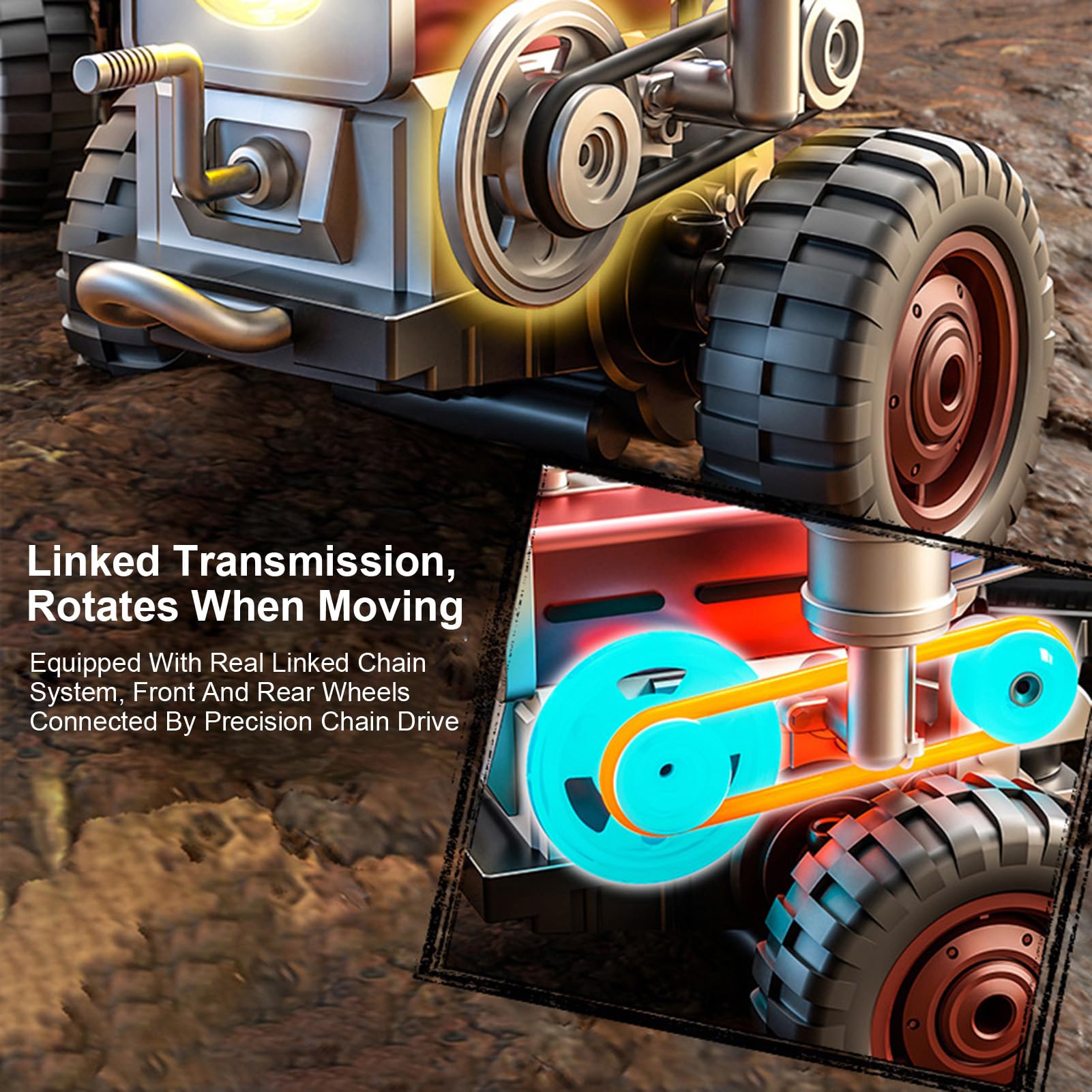 Ferngesteuertes Auto, 2,4GHz RC Traktor mit Allradantrieb, simuliertem Sound, Sprühnebeleffekt und langlebigem Doppelakku, RC Auto Geschenke (Blau)