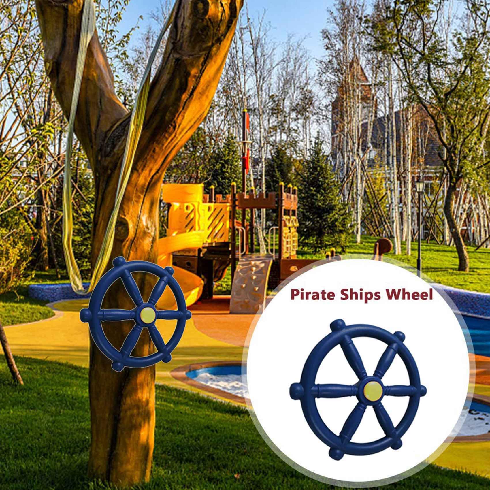 Petersty Volant d'aire de jeux pour enfants, accessoire de volant, roue de pirate, pour salle de sport ou balançoire, bleu