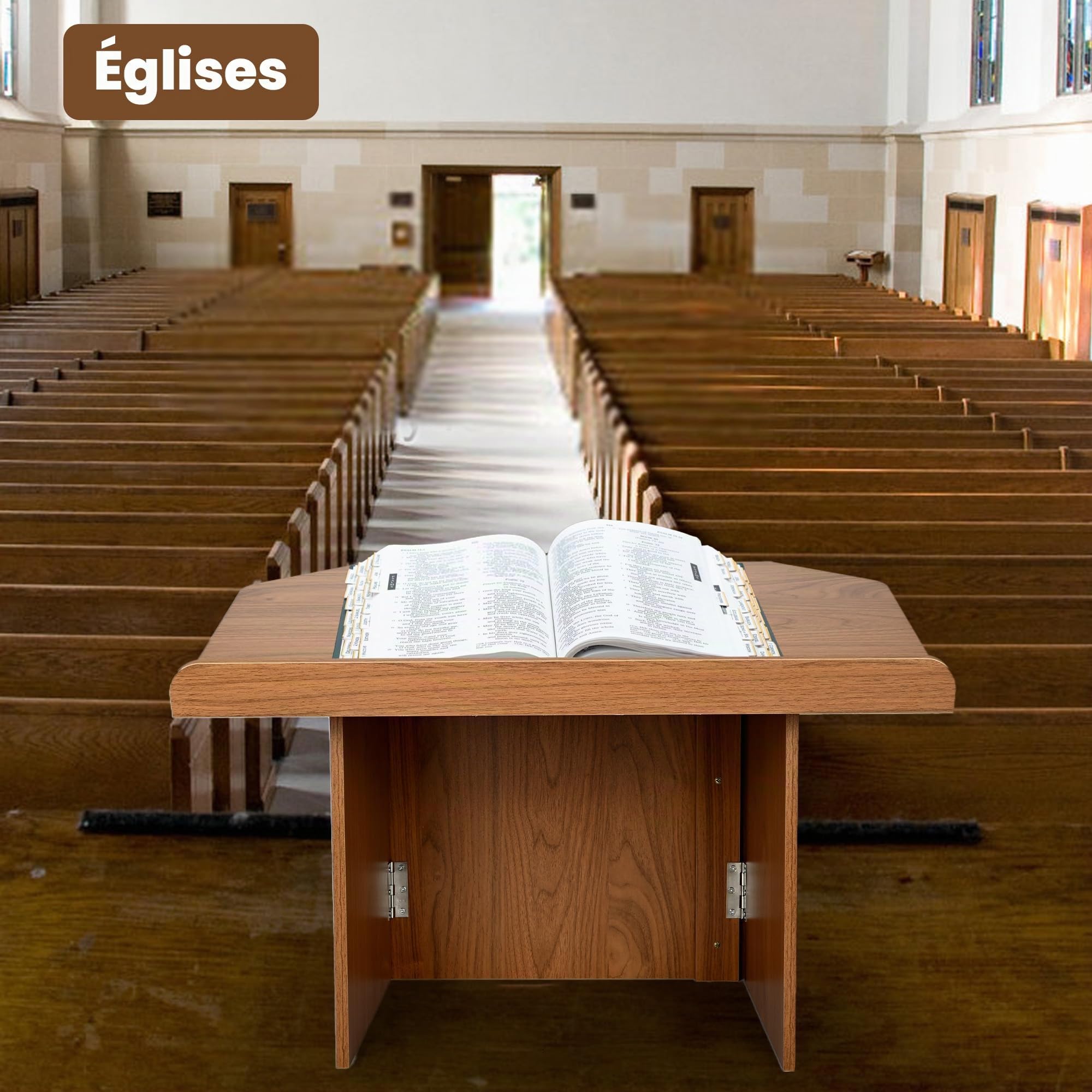 uyoyous Podium pour Église Pupitre Pliable avec Support pour Livres | Portable en Bois et Acier Support pour Présentations en Classe Dimensions: 68L x 38l x 48,4H cm