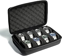 Zollyss Watch Storage Box, Hard Watch Travel Case Bag with Soft Pillow, Watch Display Organizer, Black (8 Slot Watch Box)