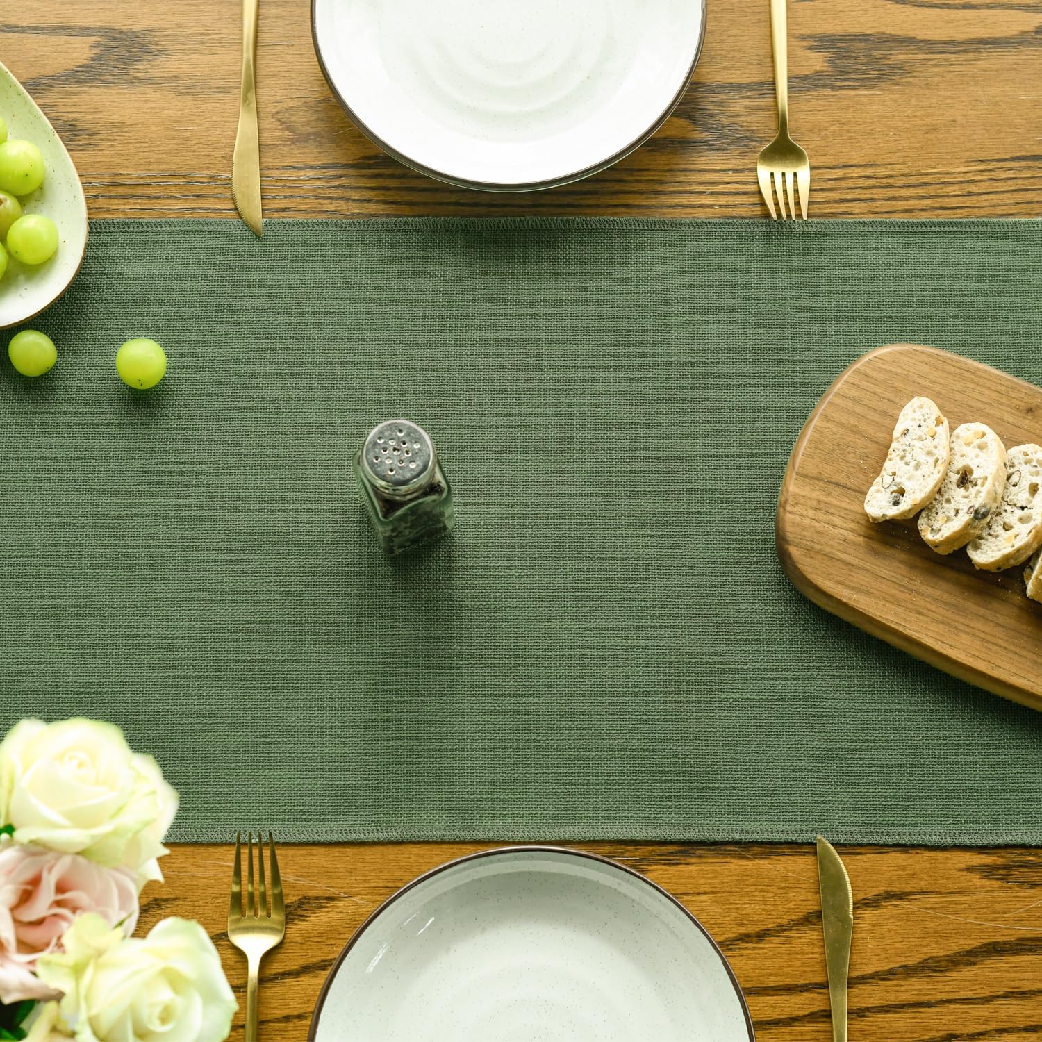 Runner Da Tavola Artoid Mode - Tovagliolo Decorativo Rustico Salvia Verde 33x183 Cm | Lavabile, Per Feste - Foto 6