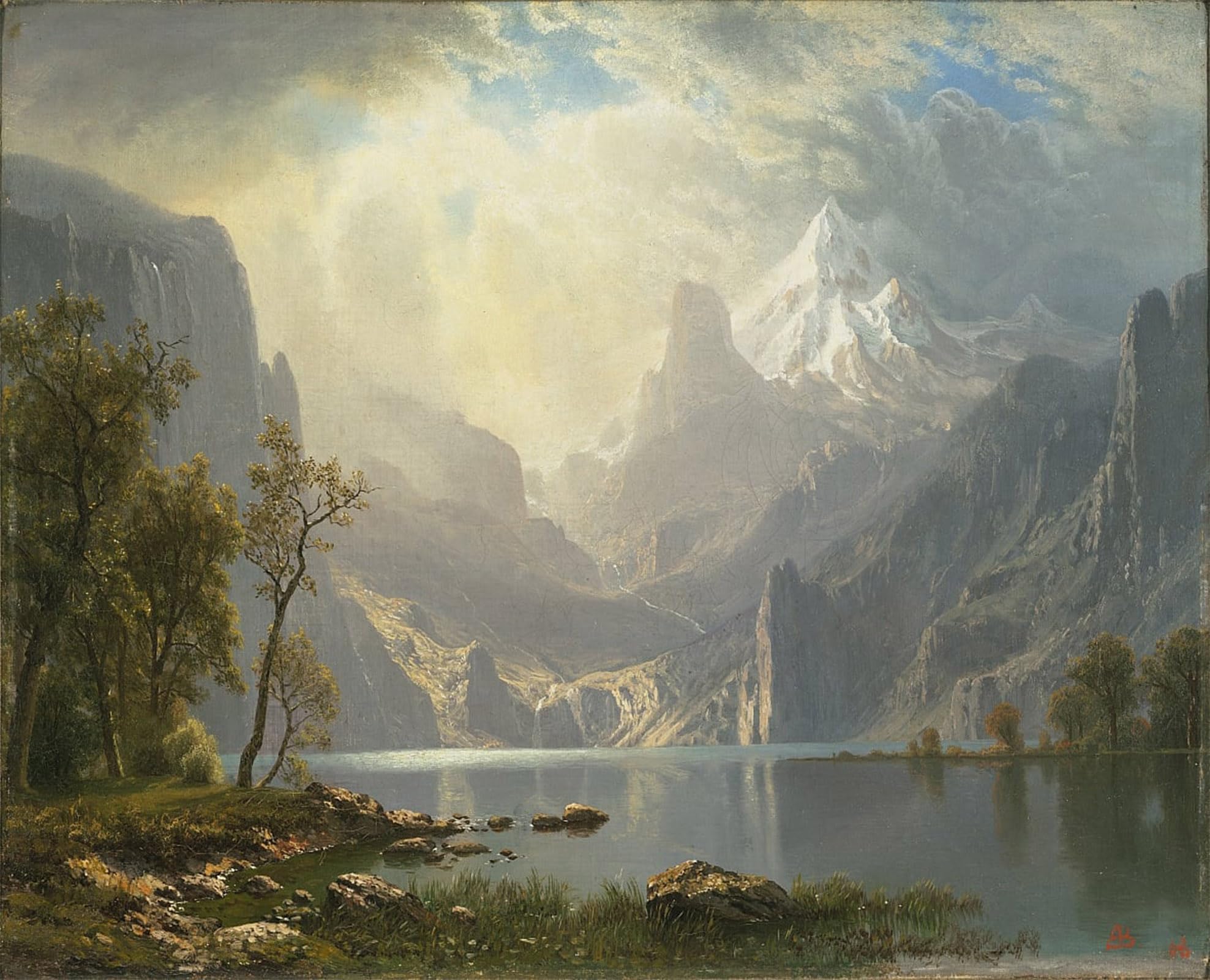 Serendipitp No Frame Vintage Wall Art Canvas Nordic Poster Canvas Print Picture In The Sierras Lake Tahoe By Albert Bierstadt Wall Art Poster For Home Decor 60X90cm