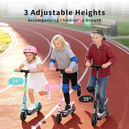 Miniatura 2 de SIMATE Electric Scooter for Kids Ages 6-14, 3 Adjustable Heights 34"37"39", LED Display & Colorful Lights, Foldable Kids Electric Scooter, 8.7 MPH
