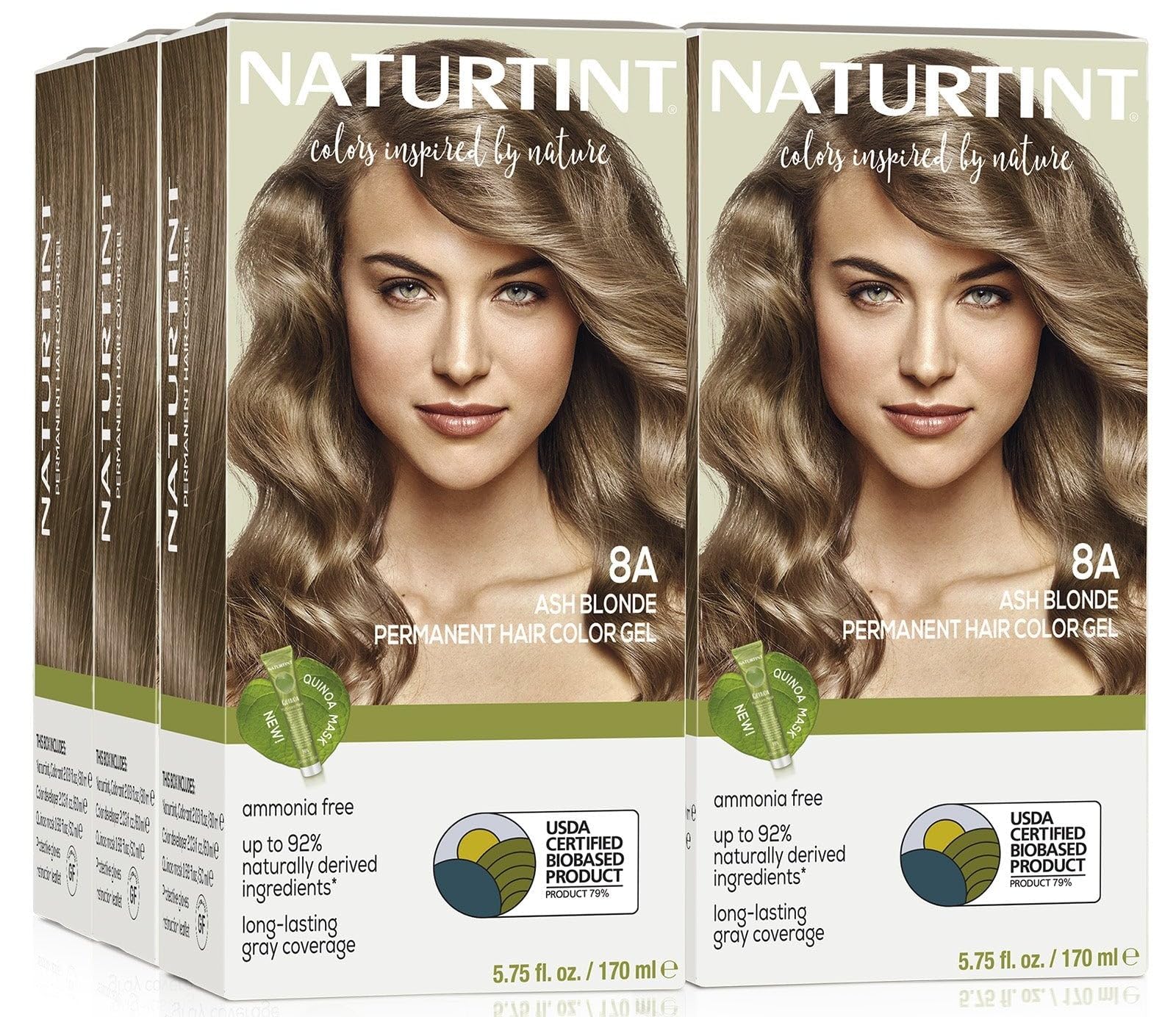 Permanent Hair Color - 8A Ash Blonde, 5.28 fl oz (6-pack) by Naturtint