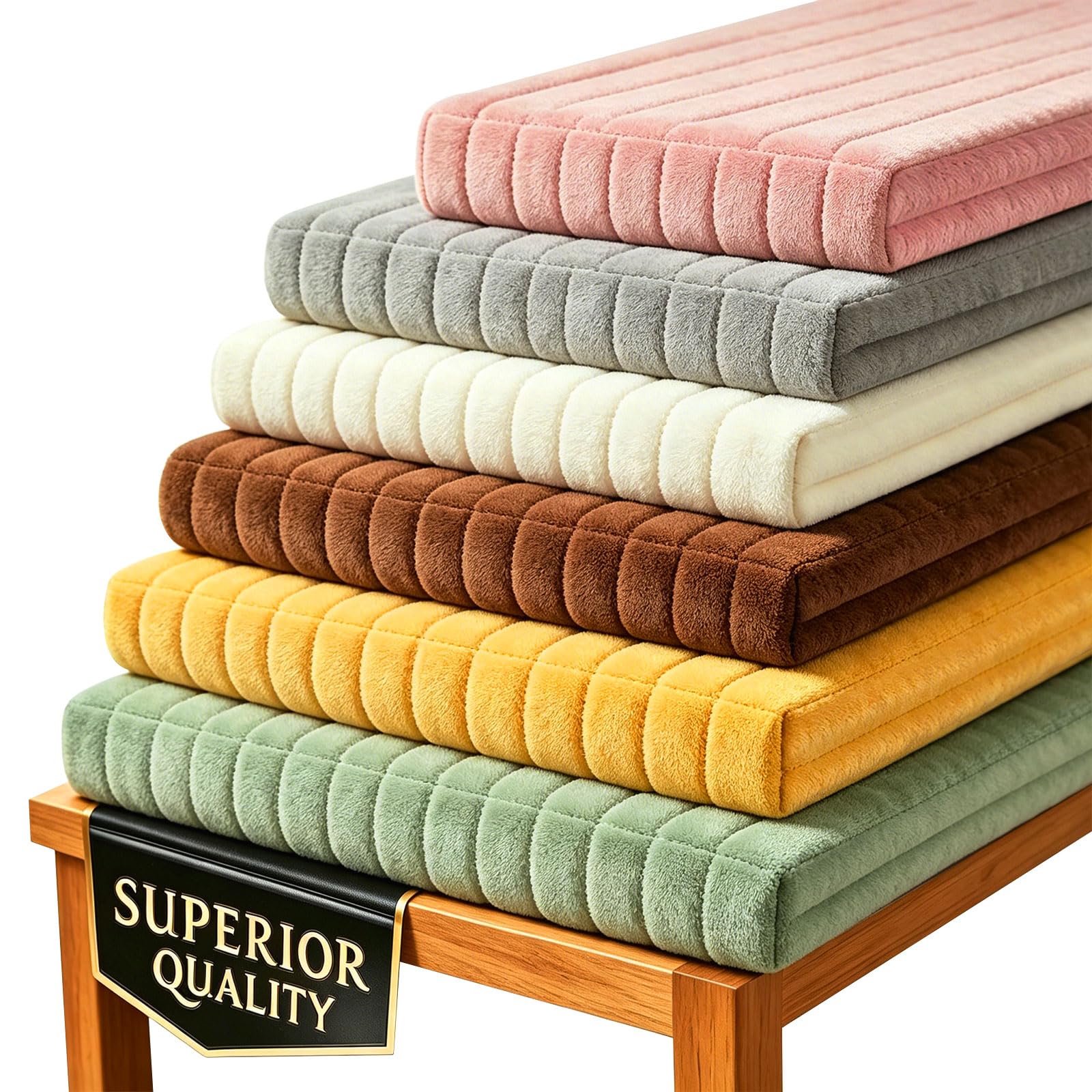 Garberson Custom Bench Cushion Faux Rabbit Fur，High-Resilience Foam Window Seat Pads with Removable Cover Non-Slip Bottom，Indoor Outdoor Waterproof Garden Chairs for Furniture Patio Kitchen