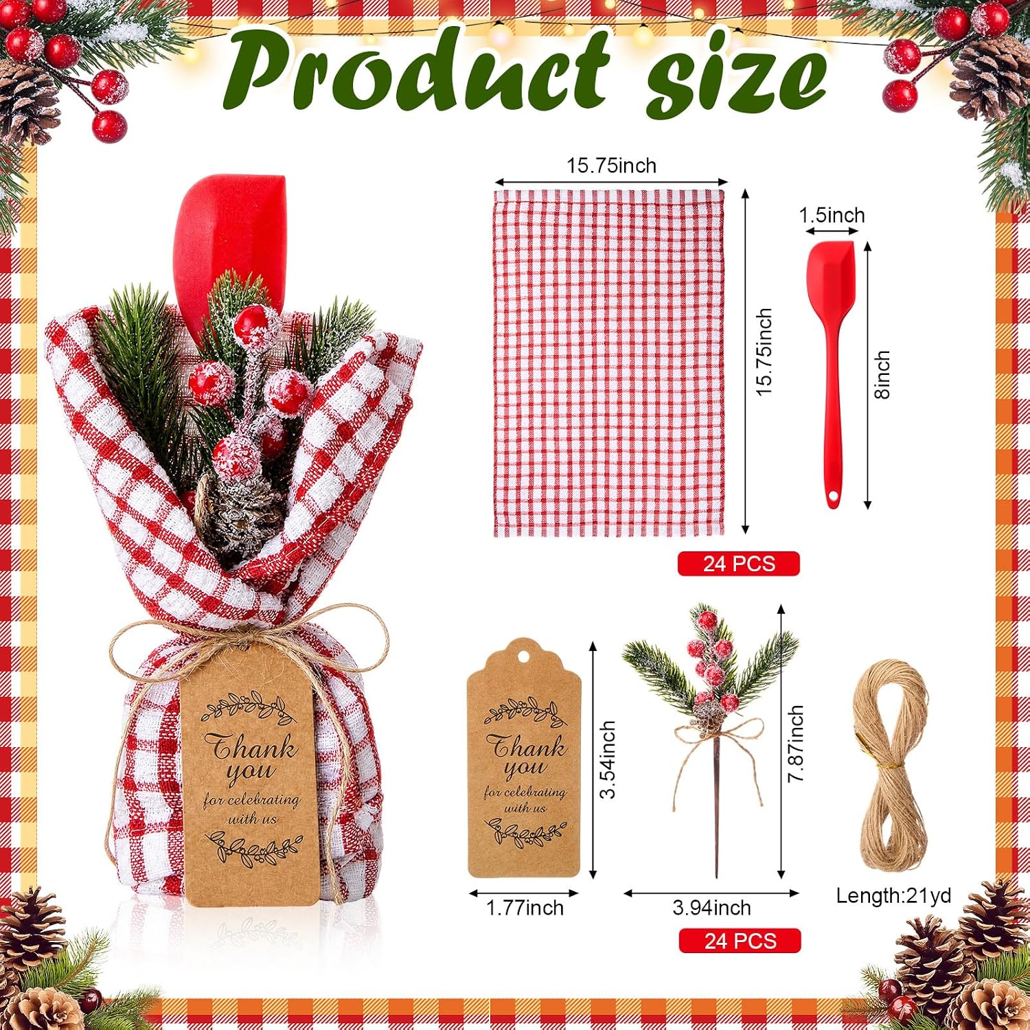 24 Set Christmas Silicone Spatula Bulk Christmas Kitchen Gifts for Neighbor